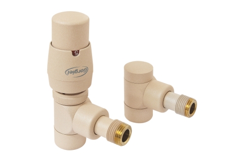 Supply valve with thermostatic head and return valve in colour Quartz 1